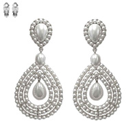 2-TIER OPEN TEARDROP DANGLE AND DROP CLIP ON EARRINGS